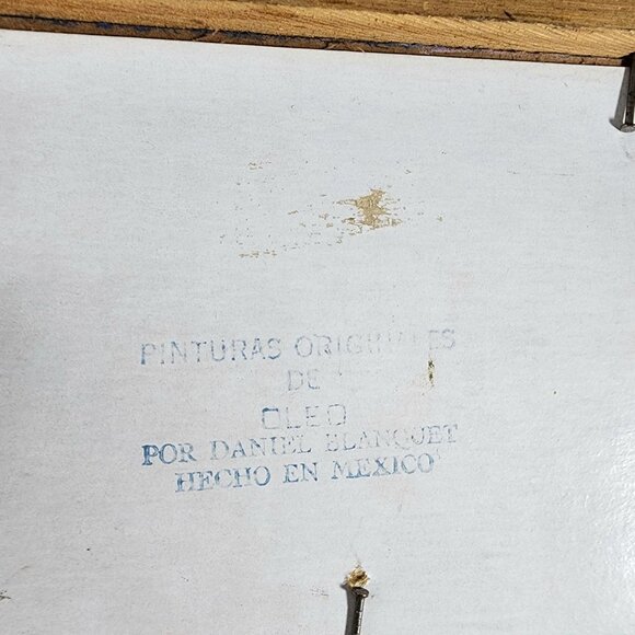 Vintage Daniel Blanquet Mexican Miniature Oil Painting Sailboat Seagulls Sunset - Picture 5 of 5